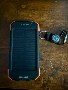 Black and Orange Solar Phone Charger Power Bank